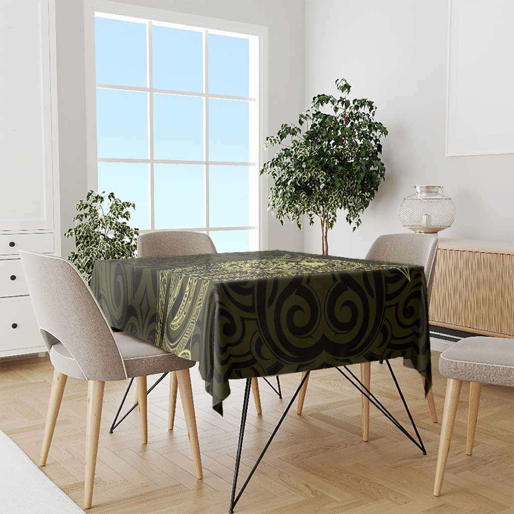 New Zealand Skull Darts Tablecloth Aotearoa Maori Chest Tattoo Stylized Gold - Aussie Hoodie