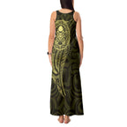 New Zealand Skull Darts Tank Maxi Dress Aotearoa Maori Chest Tattoo Stylized Gold - Aussie Hoodie