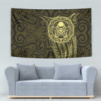 New Zealand Skull Darts Tapestry Aotearoa Maori Chest Tattoo Stylized Gold - Aussie Hoodie