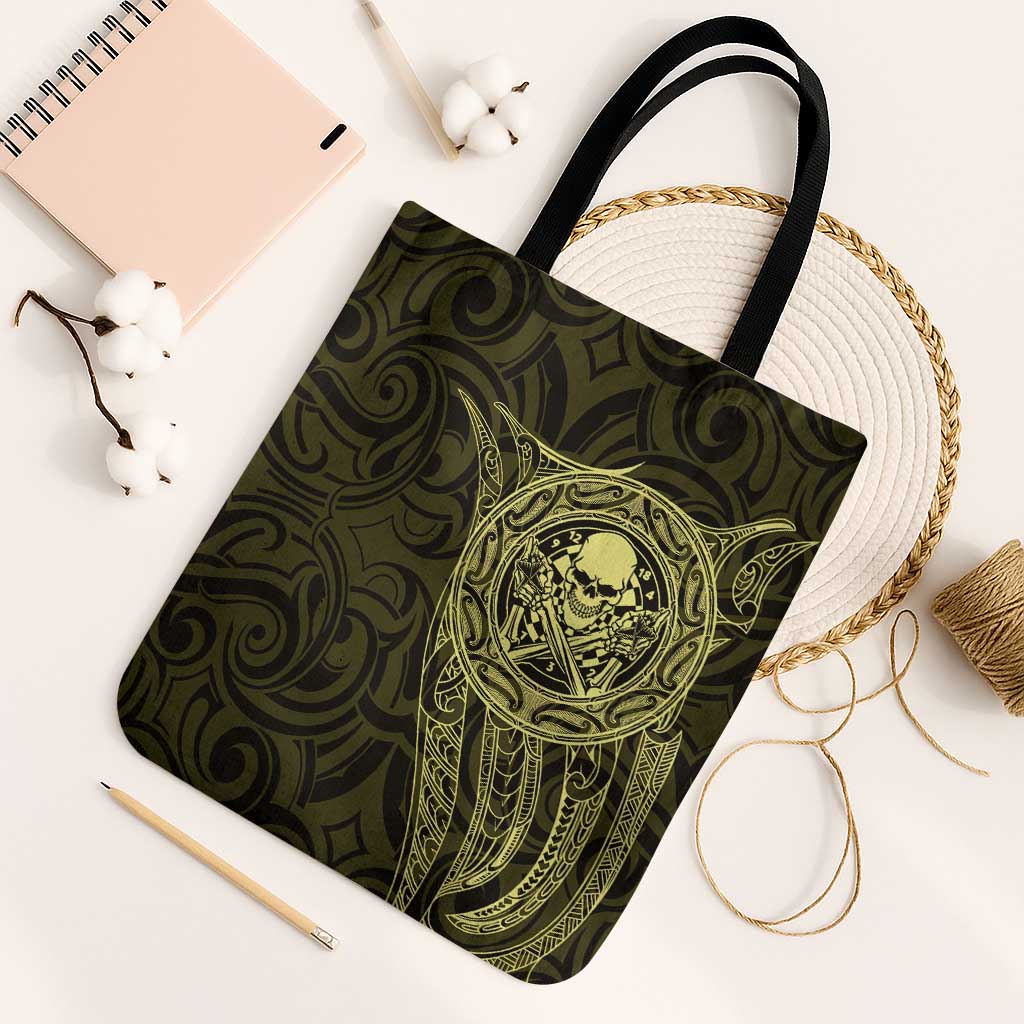 New Zealand Skull Darts Tote Bag Aotearoa Maori Chest Tattoo Stylized Gold - Aussie Hoodie