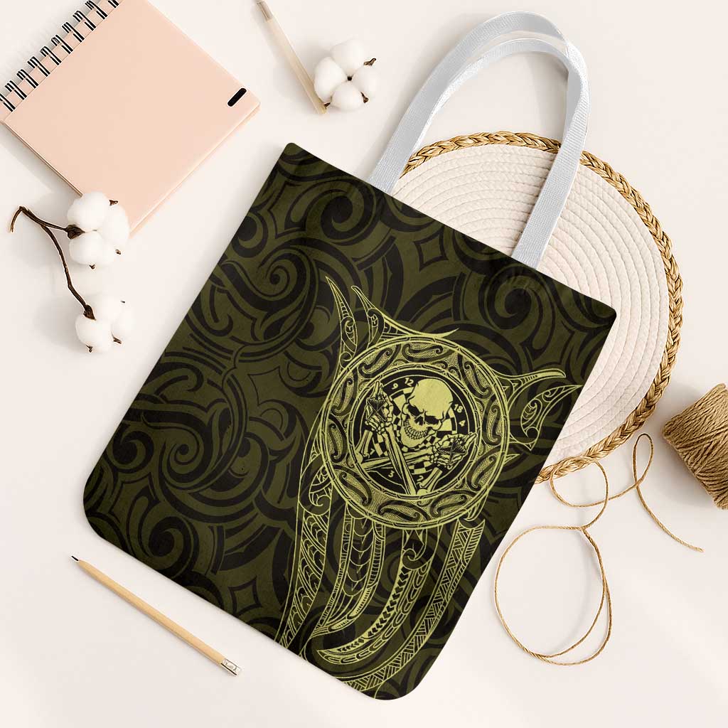 New Zealand Skull Darts Tote Bag Aotearoa Maori Chest Tattoo Stylized Gold - Aussie Hoodie