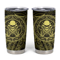 New Zealand Skull Darts Tumbler Cup Aotearoa Maori Chest Tattoo Stylized Gold - Aussie Hoodie