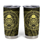 New Zealand Skull Darts Tumbler Cup Aotearoa Maori Chest Tattoo Stylized Gold - Aussie Hoodie