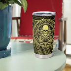 New Zealand Skull Darts Tumbler Cup Aotearoa Maori Chest Tattoo Stylized Gold - Aussie Hoodie