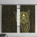 New Zealand Skull Darts Window Curtain Aotearoa Maori Chest Tattoo Stylized Gold - Aussie Hoodie