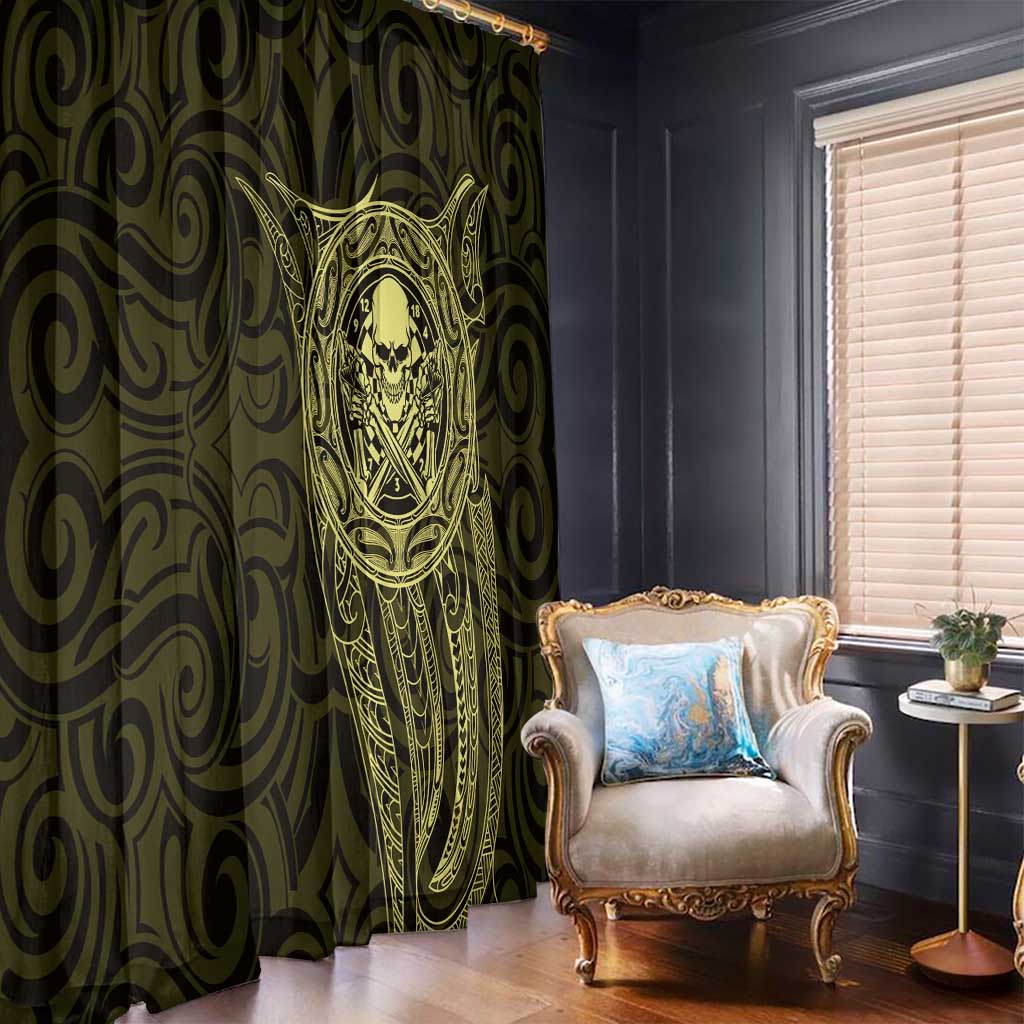 New Zealand Skull Darts Window Curtain Aotearoa Maori Chest Tattoo Stylized Gold - Aussie Hoodie