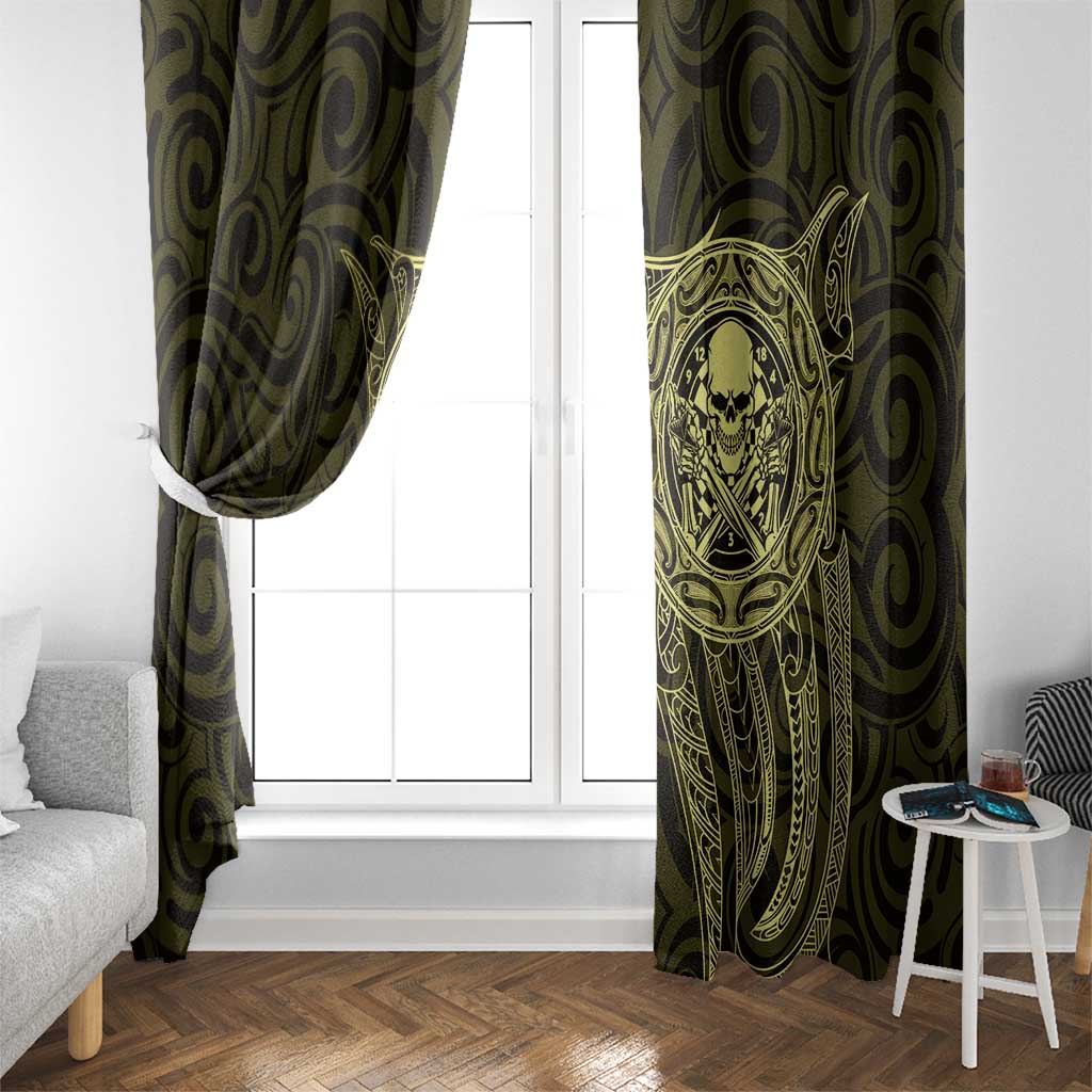 New Zealand Skull Darts Window Curtain Aotearoa Maori Chest Tattoo Stylized Gold - Aussie Hoodie