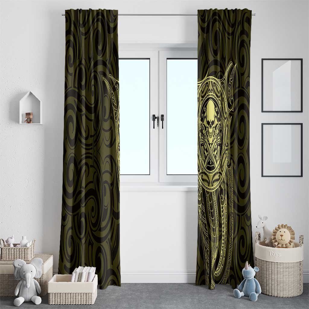 New Zealand Skull Darts Window Curtain Aotearoa Maori Chest Tattoo Stylized Gold - Aussie Hoodie