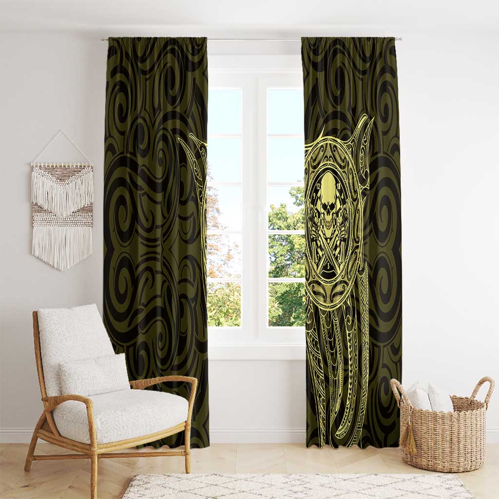 New Zealand Skull Darts Window Curtain Aotearoa Maori Chest Tattoo Stylized Gold - Aussie Hoodie