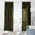 New Zealand Skull Darts Window Curtain Aotearoa Maori Chest Tattoo Stylized Gold - Aussie Hoodie