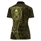New Zealand Skull Darts Women Polo Shirt Aotearoa Maori Chest Tattoo Stylized Gold - Aussie Hoodie