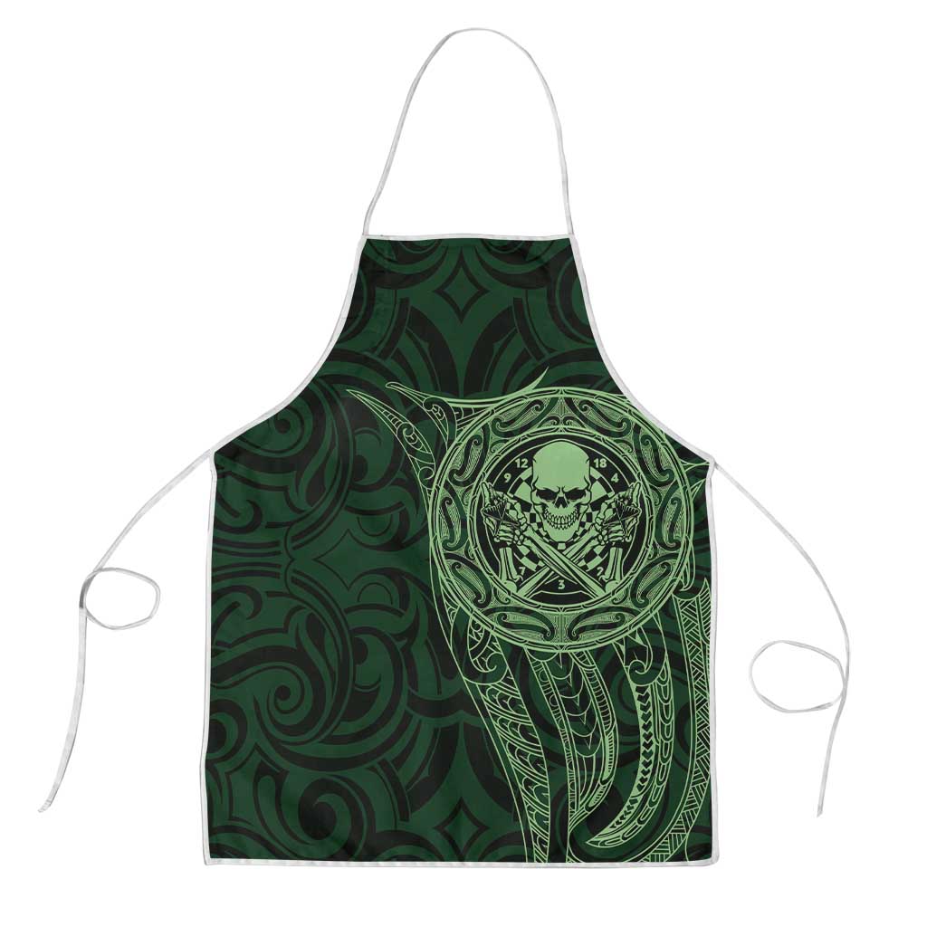 New Zealand Skull Darts Apron Aotearoa Maori Chest Tattoo Stylized Green - Aussie Hoodie