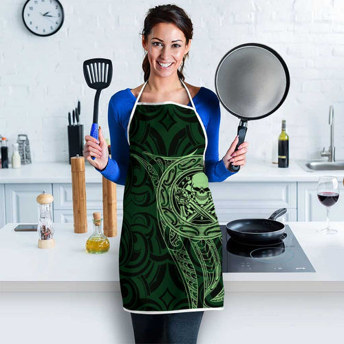 New Zealand Skull Darts Apron Aotearoa Maori Chest Tattoo Stylized Green - Aussie Hoodie