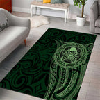 New Zealand Skull Darts Area Rug Aotearoa Maori Chest Tattoo Stylized Green - Aussie Hoodie