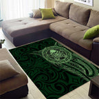 New Zealand Skull Darts Area Rug Aotearoa Maori Chest Tattoo Stylized Green - Aussie Hoodie