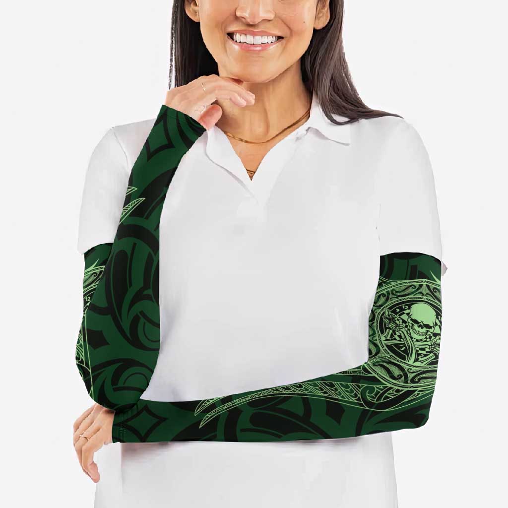 New Zealand Skull Darts Arm Sleeves Aotearoa Maori Chest Tattoo Stylized Green - Aussie Hoodie