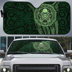 New Zealand Skull Darts Auto Sun Shade Aotearoa Maori Chest Tattoo Stylized Green - Aussie Hoodie