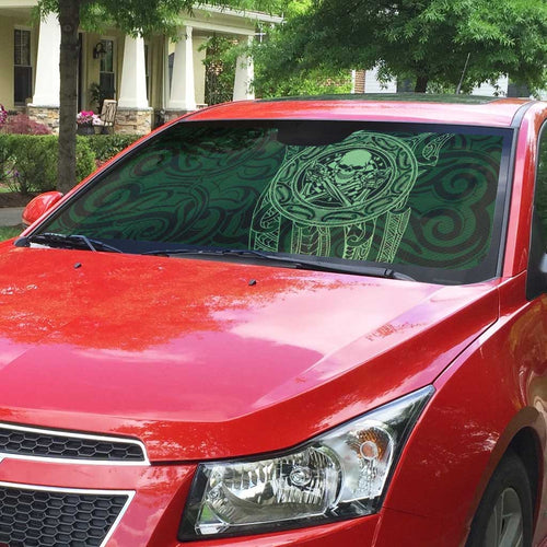 New Zealand Skull Darts Auto Sun Shade Aotearoa Maori Chest Tattoo Stylized Green - Aussie Hoodie