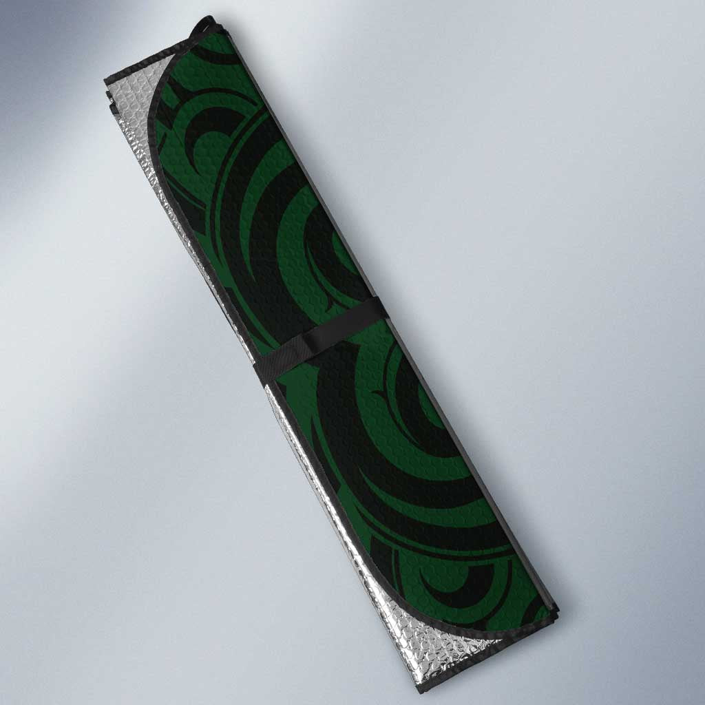 New Zealand Skull Darts Auto Sun Shade Aotearoa Maori Chest Tattoo Stylized Green - Aussie Hoodie