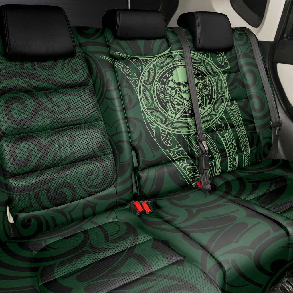 New Zealand Skull Darts Back Car Seat Cover Aotearoa Maori Chest Tattoo Stylized Green - Aussie Hoodie