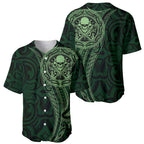 New Zealand Skull Darts Baseball Jersey Aotearoa Maori Chest Tattoo Stylized Green - Aussie Hoodie