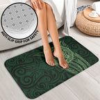 New Zealand Skull Darts Bathroom Set Aotearoa Maori Chest Tattoo Stylized Green - Aussie Hoodie