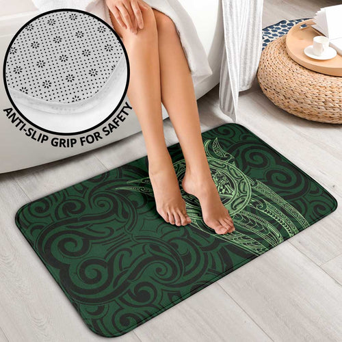 New Zealand Skull Darts Bathroom Set Aotearoa Maori Chest Tattoo Stylized Green - Aussie Hoodie