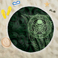 New Zealand Skull Darts Beach Blanket Aotearoa Maori Chest Tattoo Stylized Green - Aussie Hoodie