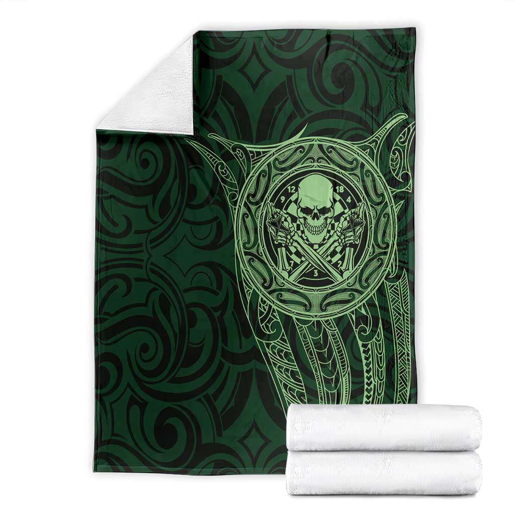 New Zealand Skull Darts Blanket Aotearoa Maori Chest Tattoo Stylized Green - Aussie Hoodie