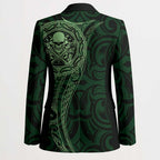 New Zealand Skull Darts Blazer Aotearoa Maori Chest Tattoo Stylized Green - Aussie Hoodie