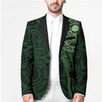 New Zealand Skull Darts Blazer Aotearoa Maori Chest Tattoo Stylized Green - Aussie Hoodie