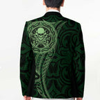New Zealand Skull Darts Blazer Aotearoa Maori Chest Tattoo Stylized Green - Aussie Hoodie