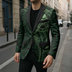 New Zealand Skull Darts Blazer Aotearoa Maori Chest Tattoo Stylized Green - Aussie Hoodie