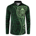 New Zealand Skull Darts Button Sweatshirt Aotearoa Maori Chest Tattoo Stylized Green - Aussie Hoodie