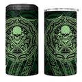 New Zealand Skull Darts 4 in 1 Can Cooler Tumbler Aotearoa Maori Chest Tattoo Stylized Green - Aussie Hoodie