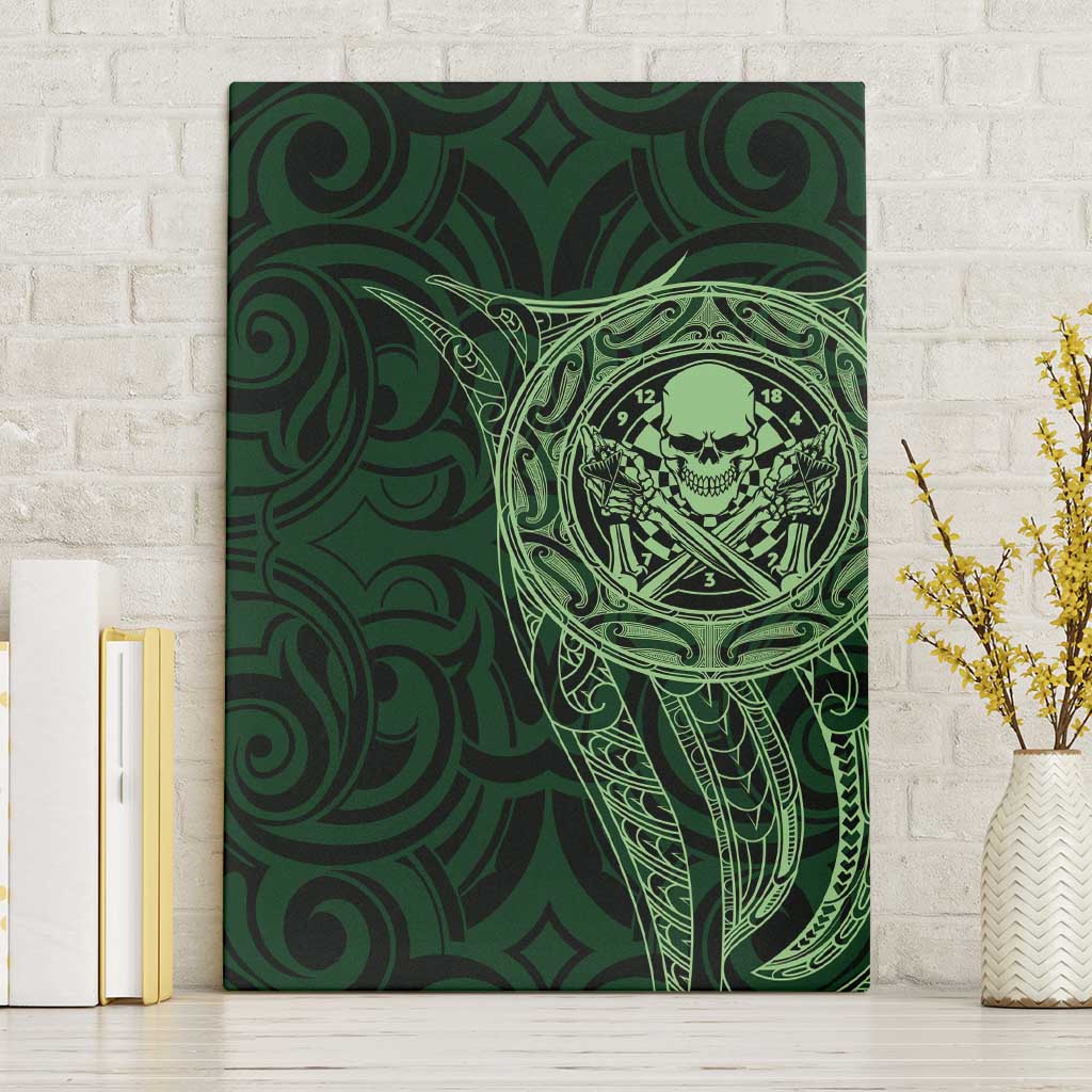 New Zealand Skull Darts Canvas Wall Art Aotearoa Maori Chest Tattoo Stylized Green - Aussie Hoodie