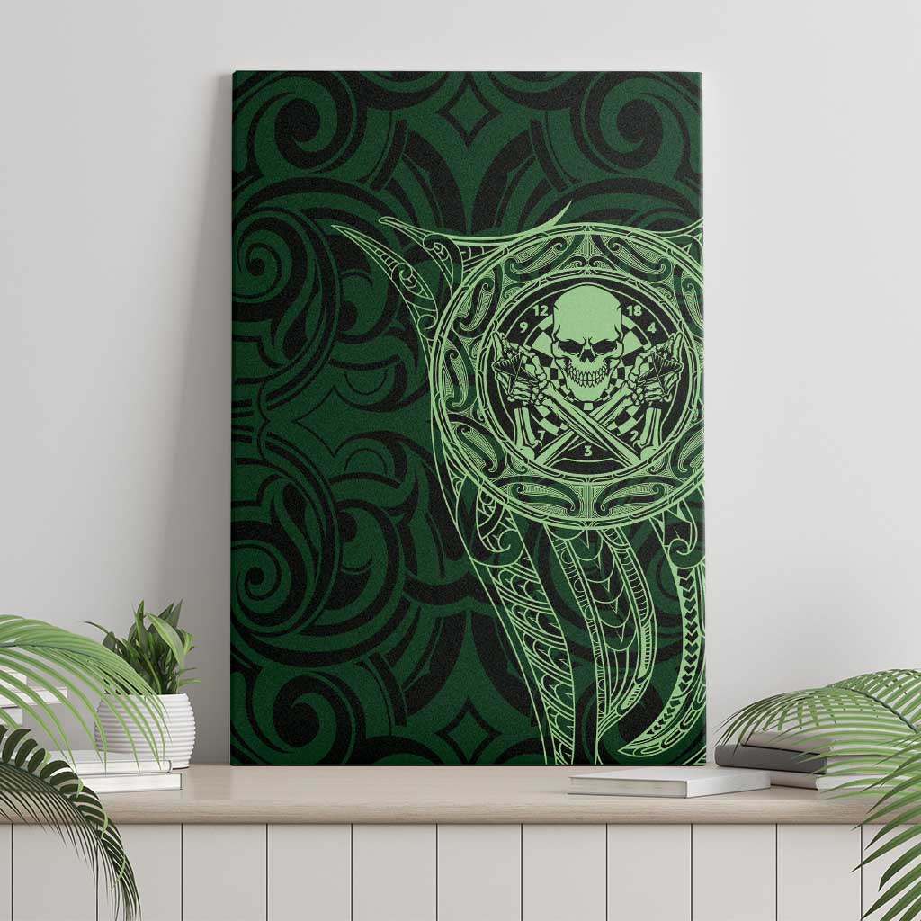 New Zealand Skull Darts Canvas Wall Art Aotearoa Maori Chest Tattoo Stylized Green - Aussie Hoodie