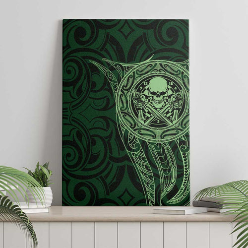 New Zealand Skull Darts Canvas Wall Art Aotearoa Maori Chest Tattoo Stylized Green - Aussie Hoodie