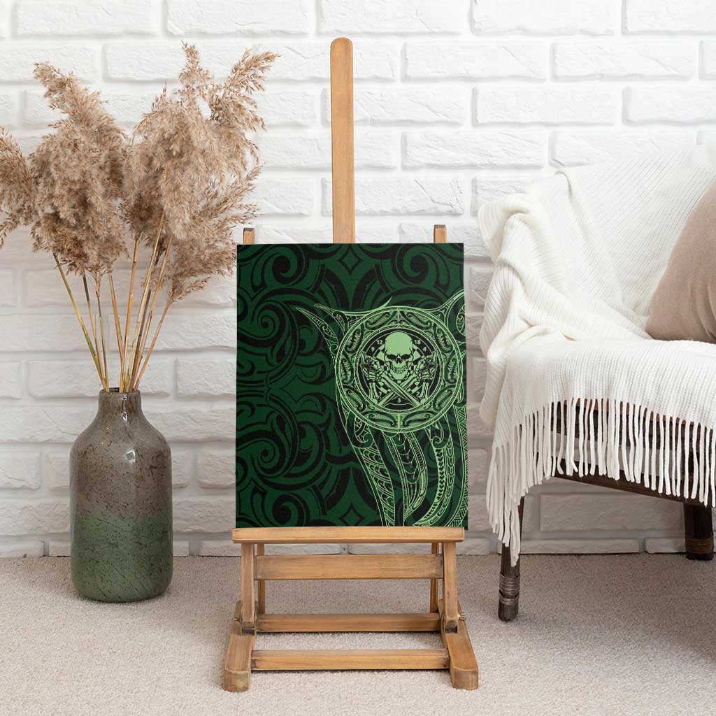 New Zealand Skull Darts Canvas Wall Art Aotearoa Maori Chest Tattoo Stylized Green - Aussie Hoodie