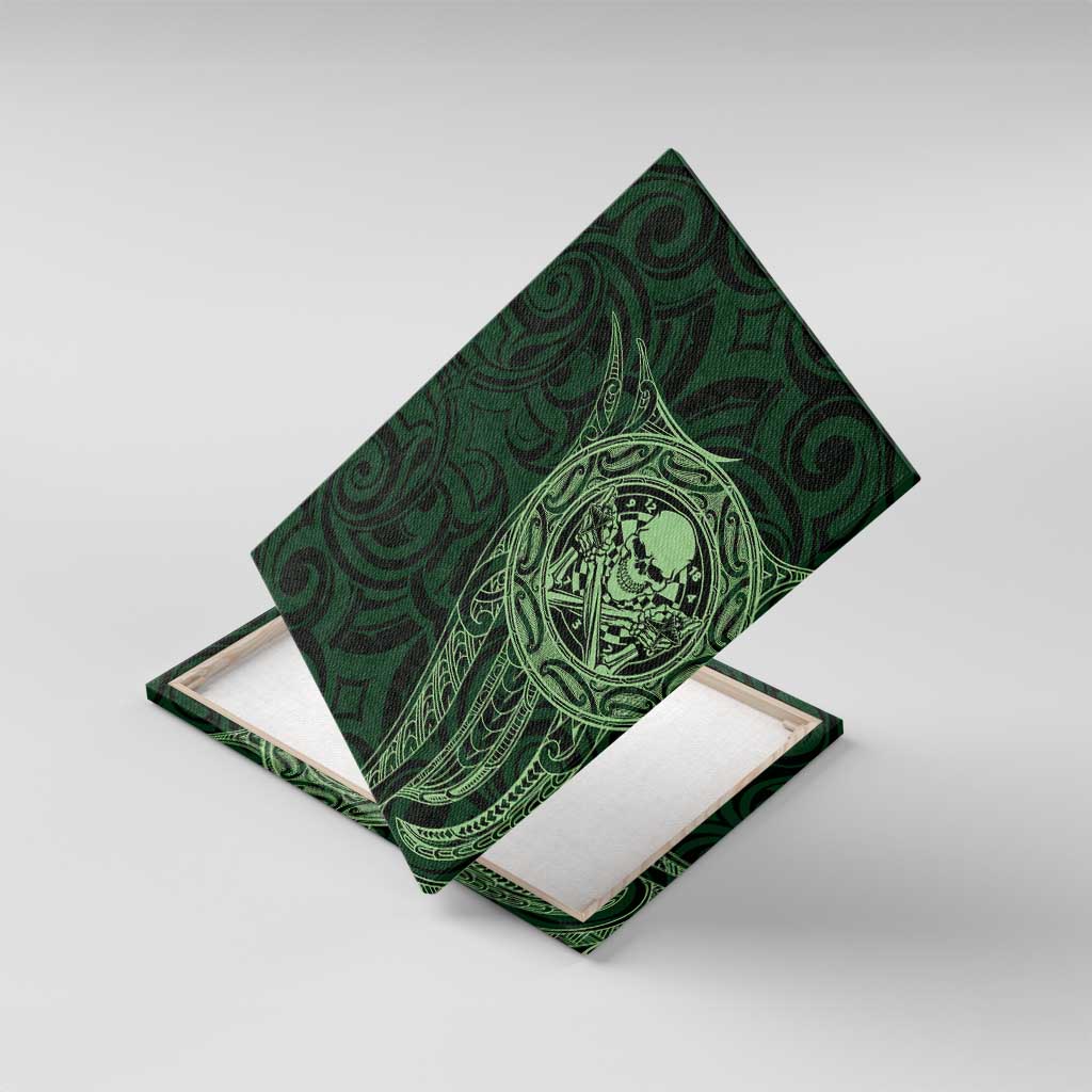 New Zealand Skull Darts Canvas Wall Art Aotearoa Maori Chest Tattoo Stylized Green - Aussie Hoodie