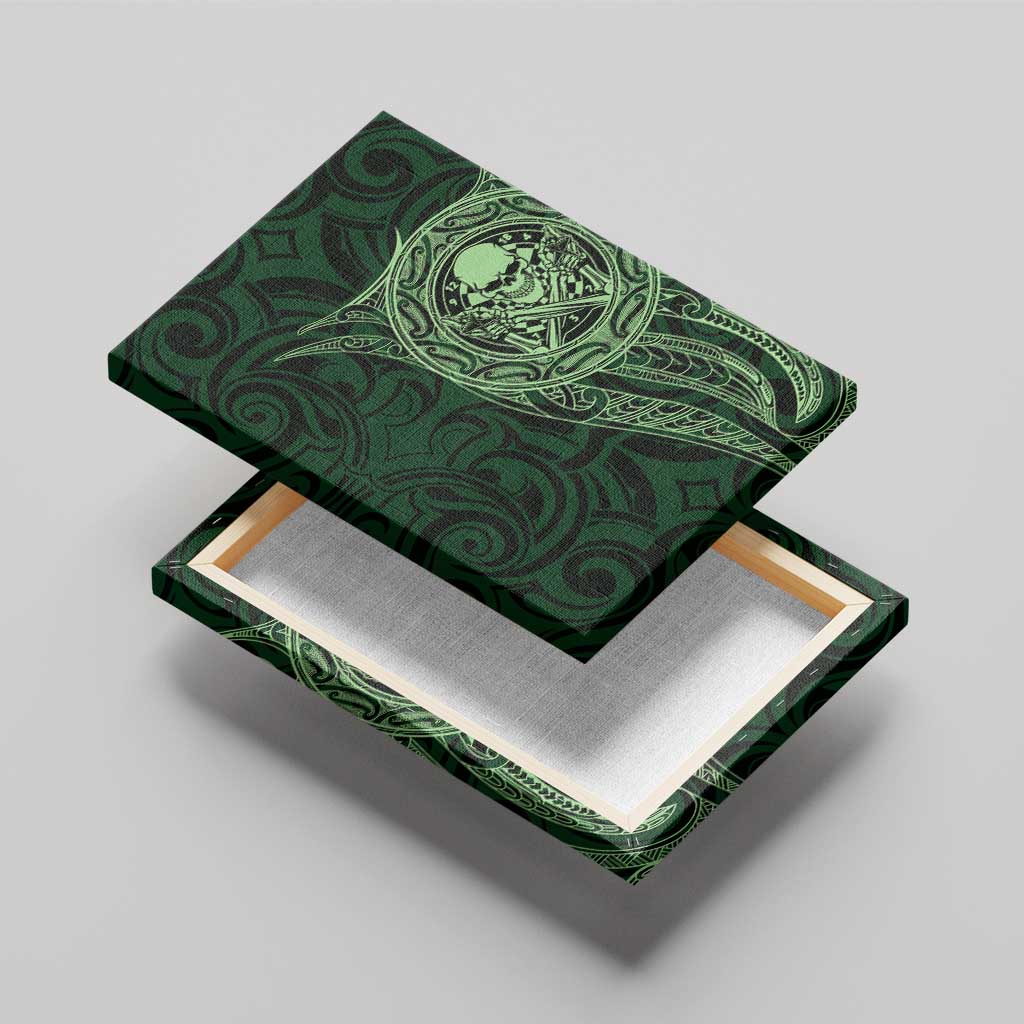New Zealand Skull Darts Canvas Wall Art Aotearoa Maori Chest Tattoo Stylized Green - Aussie Hoodie