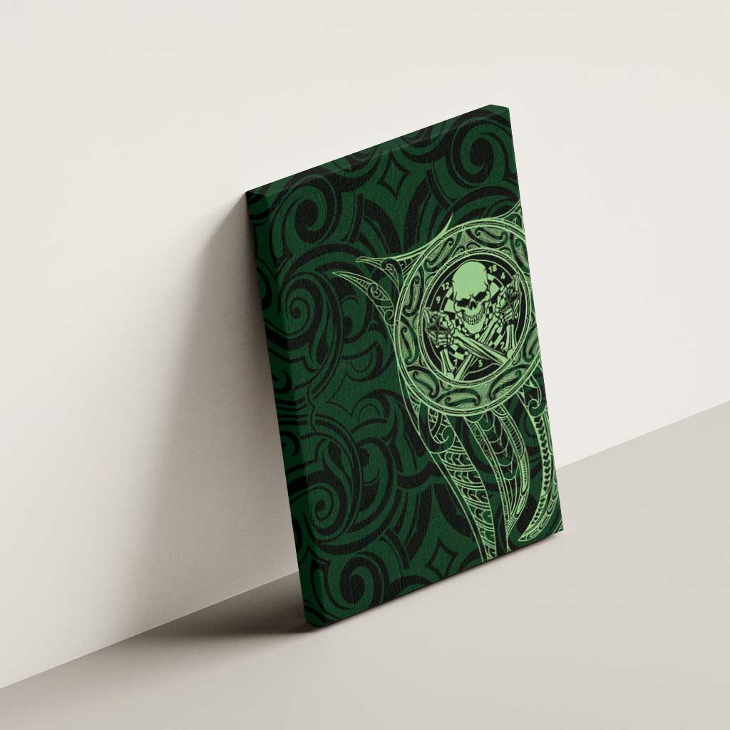 New Zealand Skull Darts Canvas Wall Art Aotearoa Maori Chest Tattoo Stylized Green - Aussie Hoodie