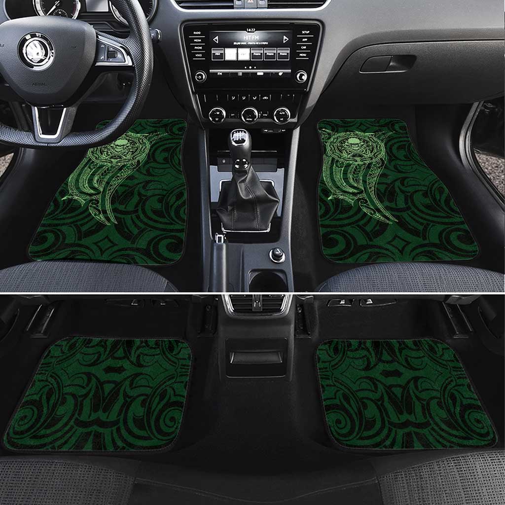 New Zealand Skull Darts Car Mats Aotearoa Maori Chest Tattoo Stylized Green - Aussie Hoodie