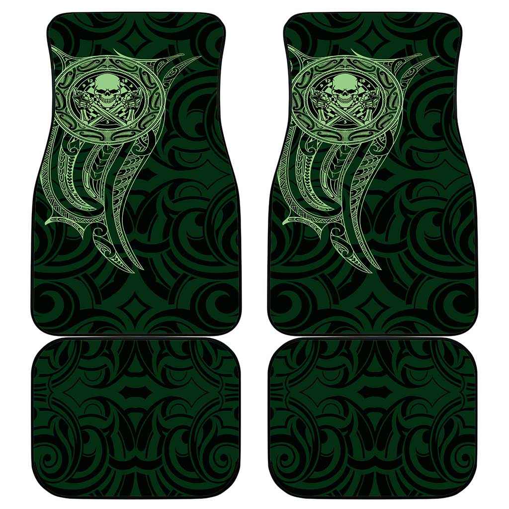 New Zealand Skull Darts Car Mats Aotearoa Maori Chest Tattoo Stylized Green - Aussie Hoodie