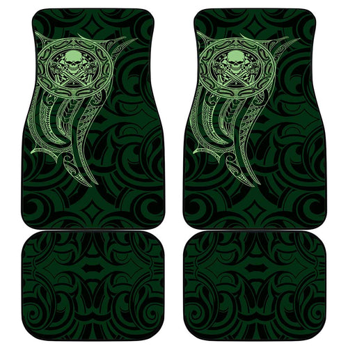 New Zealand Skull Darts Car Mats Aotearoa Maori Chest Tattoo Stylized Green - Aussie Hoodie