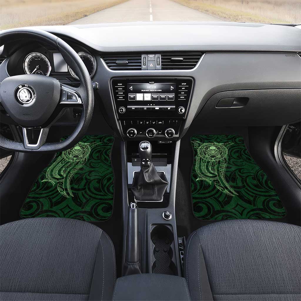 New Zealand Skull Darts Car Mats Aotearoa Maori Chest Tattoo Stylized Green - Aussie Hoodie