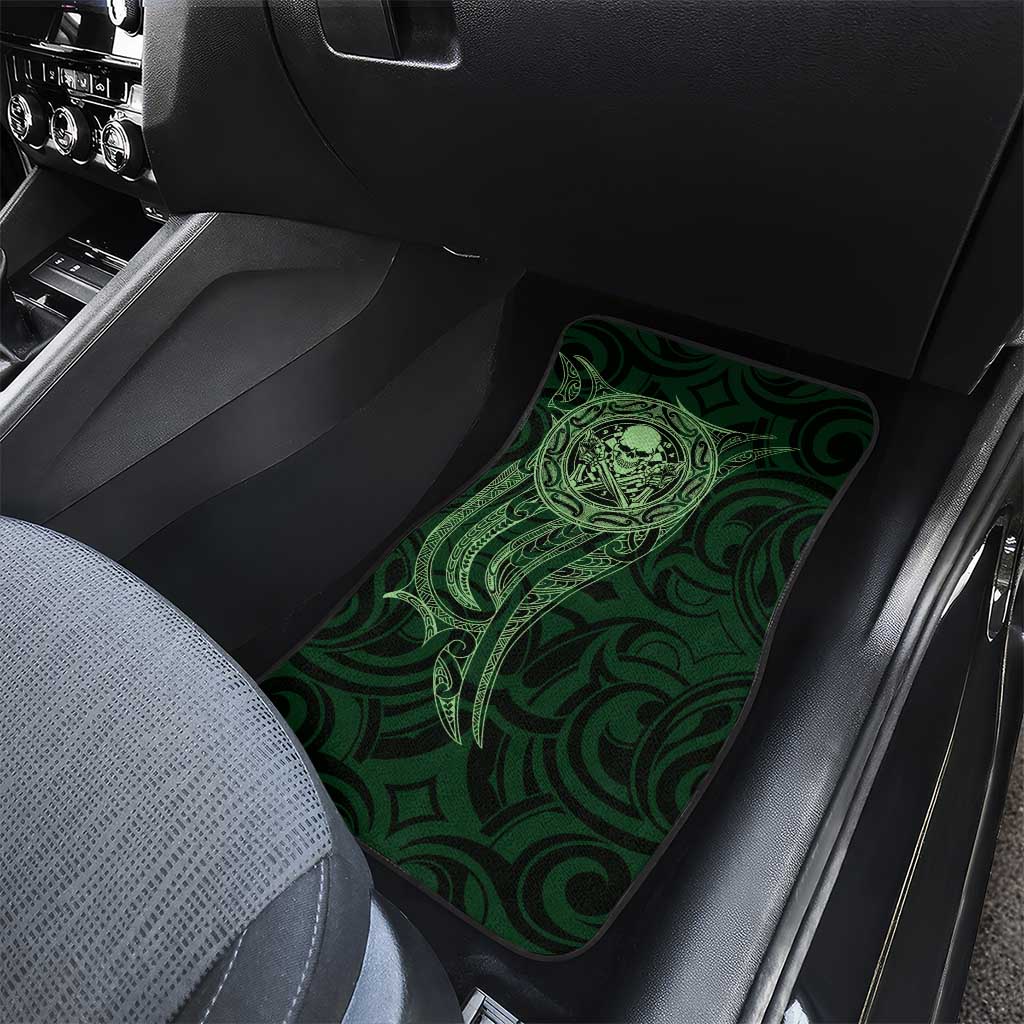 New Zealand Skull Darts Car Mats Aotearoa Maori Chest Tattoo Stylized Green - Aussie Hoodie