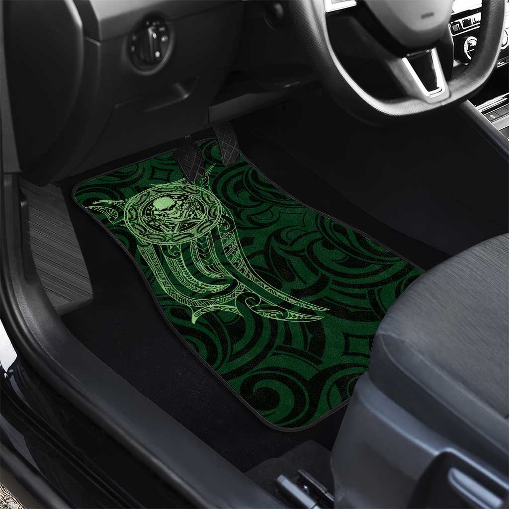 New Zealand Skull Darts Car Mats Aotearoa Maori Chest Tattoo Stylized Green - Aussie Hoodie