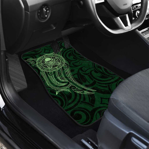 New Zealand Skull Darts Car Mats Aotearoa Maori Chest Tattoo Stylized Green - Aussie Hoodie