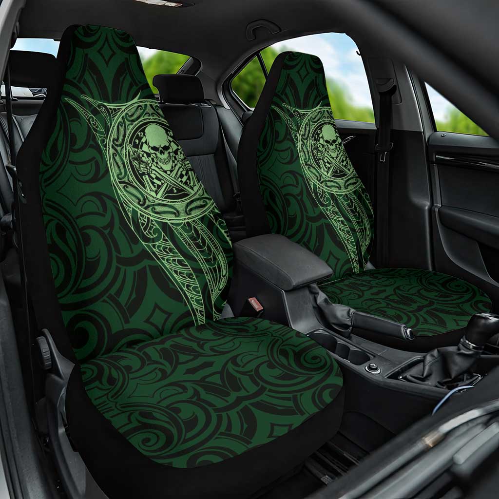 New Zealand Skull Darts Car Seat Cover Aotearoa Maori Chest Tattoo Stylized Green - Aussie Hoodie